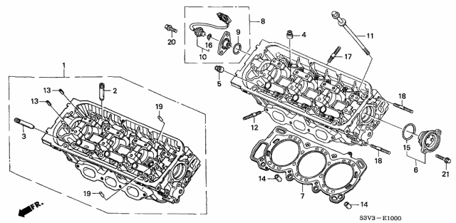 2001 Acura MDX 5 Door STD KA 5AT Front Cylinder Head Diagram