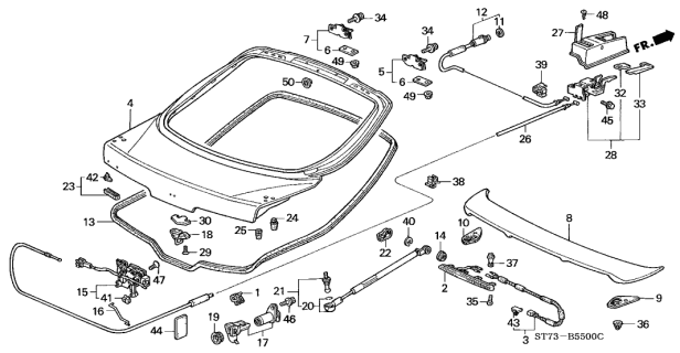 1996 Acura Integra Striker, Tailgate Diagram for 74813-ST7-003