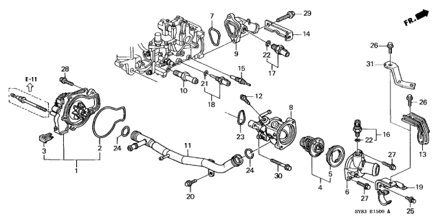 1999 Acura CL Thermostat Assembly (Nippon Thermostat) Diagram for 19301-PAA-306