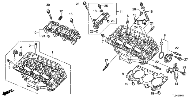 2010 Acura TSX Cylinder Head Assembly, Front Diagram for 12100-R70-305