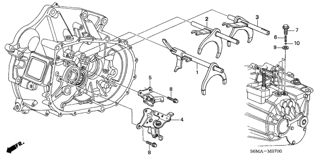 2006 Acura RSX MT Shift Fork Diagram