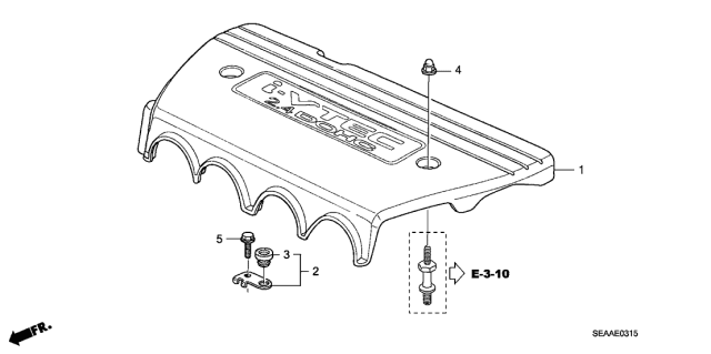 2008 Acura TSX 4 Door TSX KA 6MT Engine Cover Diagram