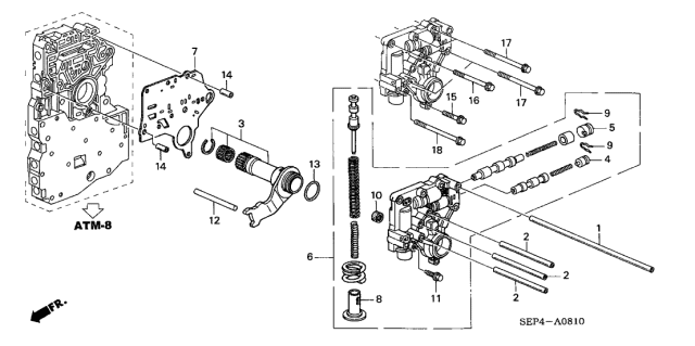 2006 Acura TL 4 Door BASE (NAVIGATION) KA 5AT AT Regulator Diagram