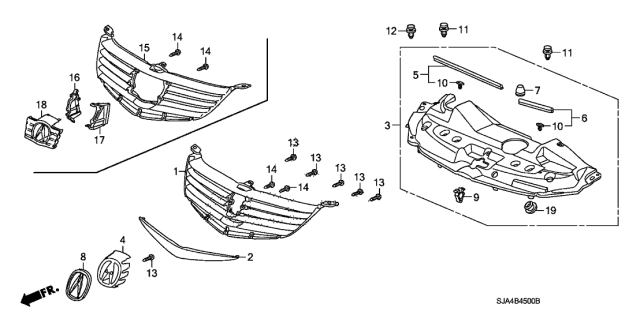 2008 Acura RL Front Grille Diagram