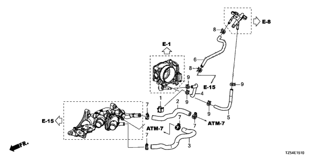 2014 Acura MDX Water Hose (3.5L) Diagram