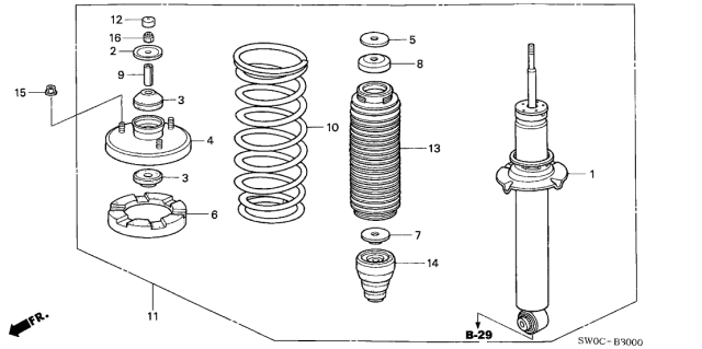 2005 Acura NSX 2 Door NSX-T KA 6MT Rear Shock Absorber Diagram