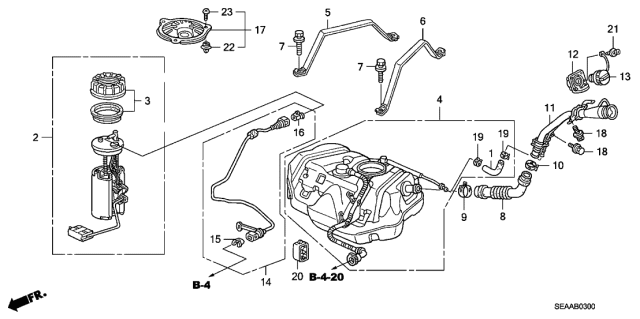 2008 Acura TSX 4 Door TSX (NAVIGATION) KA 6MT Fuel Tank Diagram