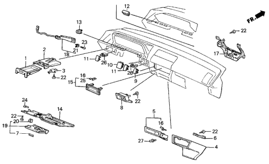 1989 Acura Integra 3 Door LS KA 5MT Instrument Panel Garnish Diagram