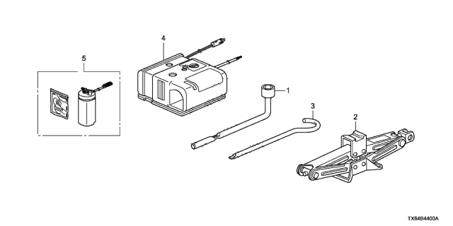 2014 Acura ILX 4 Door TECH KA 5AT Tools - Jack Diagram