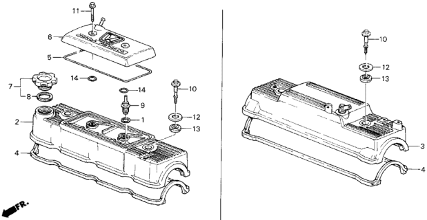 1986 Acura Legend 4 Door LX KA 5MT Cylinder Head Cover Diagram