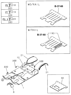 1996 Acura SLX Carpet, Front Floor Diagram for 8-97153-135-1