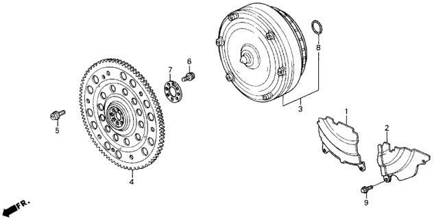 1994 Acura Legend Sub-Cover, Torque Converter Case Diagram for 21352-PY3-900