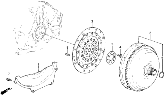 1990 Acura Legend 4 Door L (MOQUETTE) KA 4AT AT Torque Converter Diagram