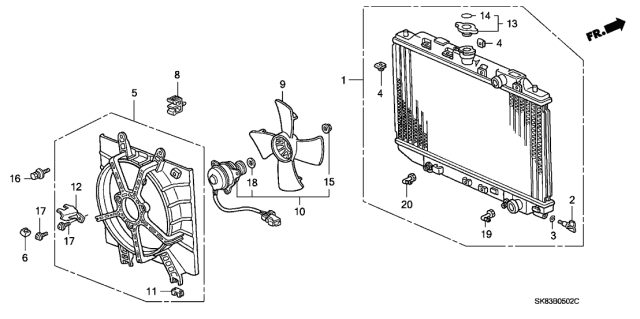 1993 Acura Integra 4 Door GSL (LEATHER) KL 4AT Radiator (SAK) Diagram