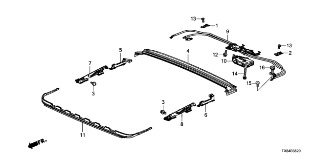 2013 Acura ILX Hybrid Roof Slide Components Diagram