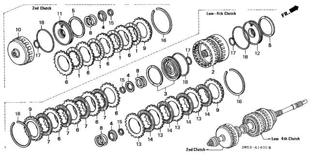 1996 Acura TL 4 Door BAS3.2 KA 4AT AT Clutch (Low-4TH 2ND) (V6) Diagram