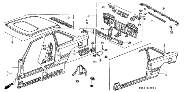 1990 Acura Legend Panel, Left Rear (Outer) (Dot) Diagram for 04642-SG0-A01ZZ