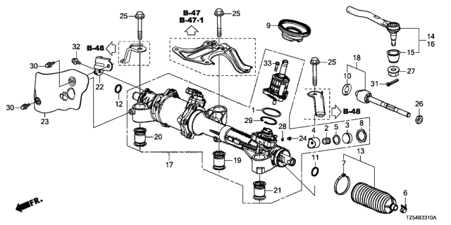 2016 Acura MDX Power Steering Rack And Pinion Gear Box Diagram for 53601-TZ5-A01