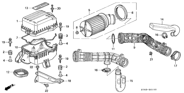 1995 Acura Integra Cover, Air Cleaner Diagram for 17210-P72-000