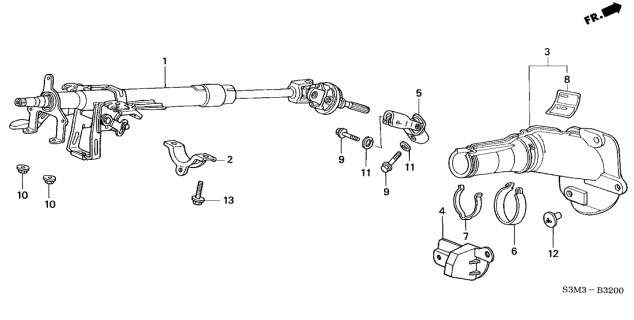 2001 Acura CL 2 Door SPORT KA 5AT Steering Column Diagram