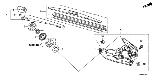 2018 Acura RDX Rear Windshield Wiper Diagram