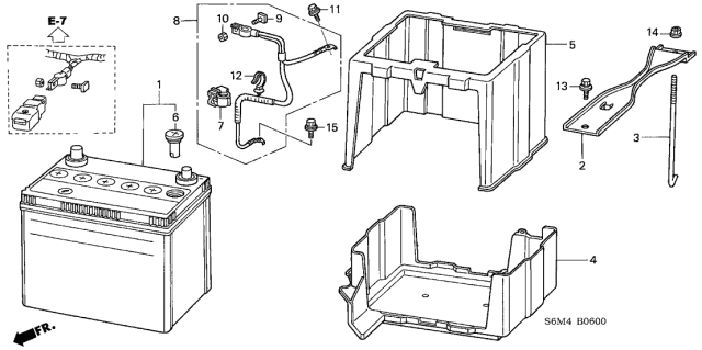 2004 Acura RSX Battery Cover Diagram for 31531-S5A-000