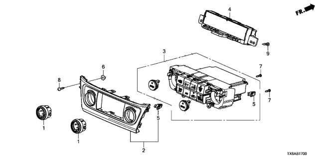 2018 Acura ILX Control Assembly, Automatic Air Conditioner (Premium Black Metallic) Diagram for 79607-TV9-A41ZA