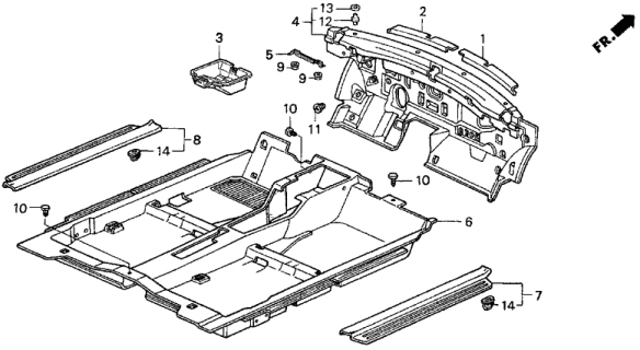 1998 Acura CL 2 Door BAS2.3 KA 4AT Floor Mat Diagram