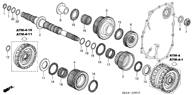 2006 Acura TSX AT Secondary Shaft Diagram