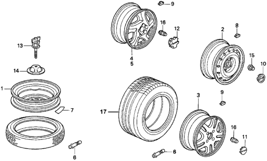 1996 Acura TL Tire (P205/65R15) (94H) (M+S) (Michelin) Diagram for 42751-MIC-064