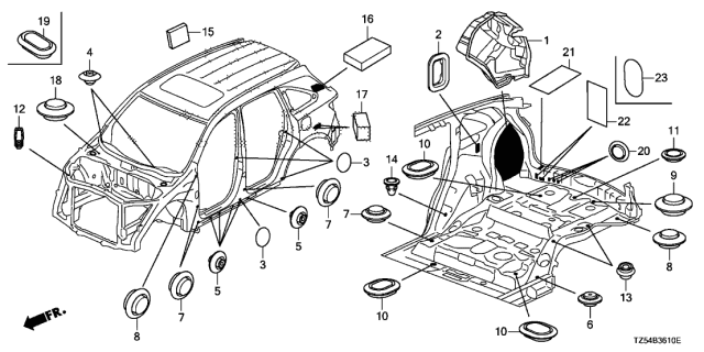 2017 Acura MDX 5 Door ADV (ENT/E.LIBERTY) KA 9AT Grommet Diagram 1