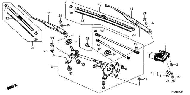 2019 Acura RLX Front Windshield Wiper Diagram