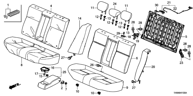 2016 Acura ILX Seat-Back Assembly, Left Rear Side (Light Jewel Gray) Diagram for 82550-TX6-A02ZG