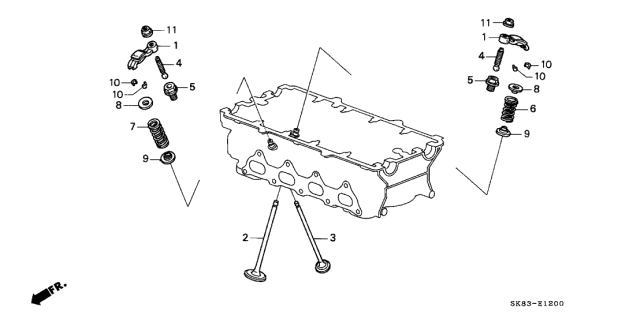 1993 Acura Integra 4 Door RS KL 4AT Rocker Arm - Valve Diagram