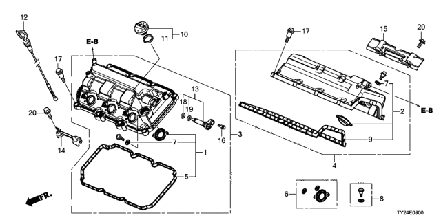 2020 Acura RLX 4 Door ADV (SH-AWD (HYBRID)) KA DCT Cylinder Head Cover Diagram