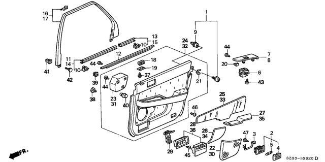 2004 Acura RL Lining Sub-Assembly, Left Rear Door (Type F) (Leather) (Ivory) Diagram for 83770-SZ3-A51ZB