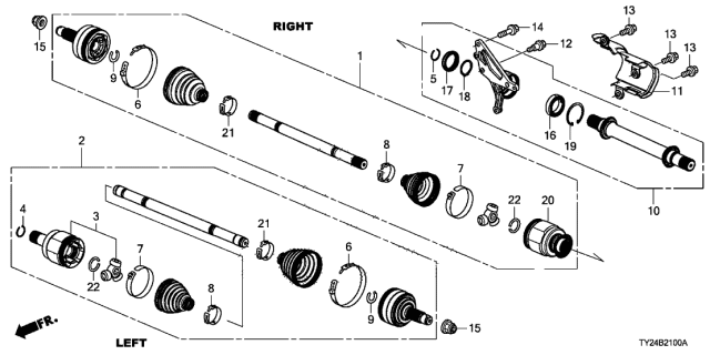 2015 Acura RLX Driver Side Driveshaft Assembly Diagram for 44306-TY2-A01