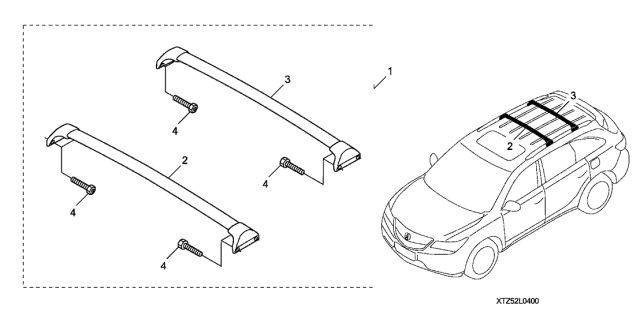 2019 Acura MDX Crossbar Diagram