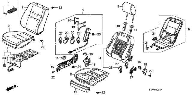 2011 Acura RL Right Front Seat Cushion Cover (Type B) (Leather) (Grayge) Diagram for 81131-SJA-A03ZG