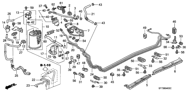2000 Acura Integra 3 Door LS KA 5MT Fuel Pipe Diagram