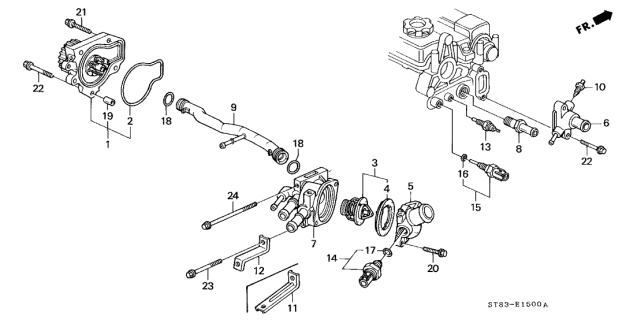 1996 Acura Integra Connecting Pipe Diagram for 19505-P30-000