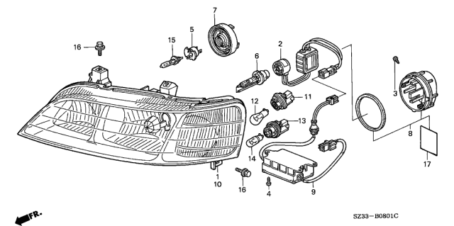 1999 Acura RL Cover Diagram for 33127-SZ3-A01