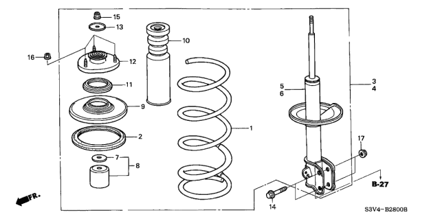 2001 Acura MDX Front Coil Spring Insulator Diagram for 51402-S0X-A01