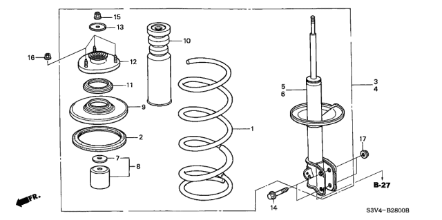 2001 Acura MDX Right Front Damper Unit Diagram for 51605-S3V-305