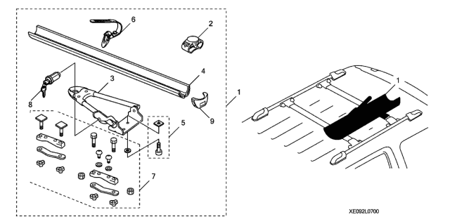 2015 Acura MDX Bike Attachment - Roof Mount Diagram