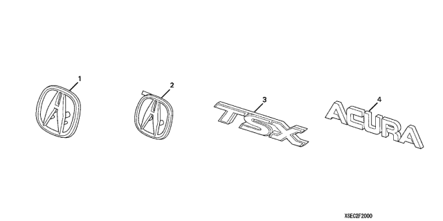 2007 Acura TSX Gold Emblem Kit Diagram