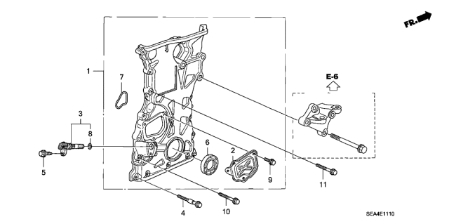 2005 Acura TSX Chain Case Assembly Diagram for 11410-PPA-000