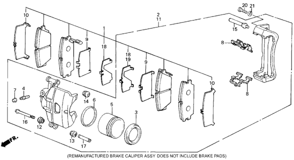 1989 Acura Integra Front Brake Caliper Diagram