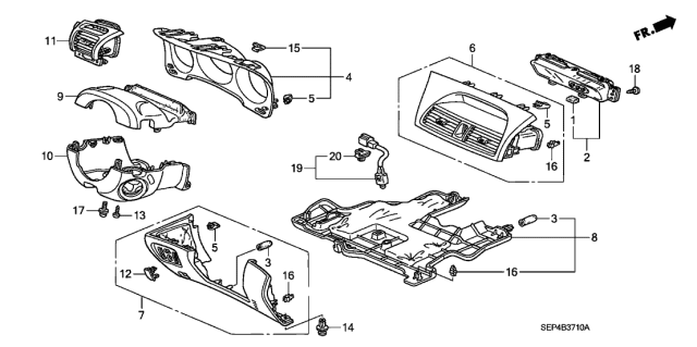 2005 Acura TL Cover Assembly, Instrument Driver (Lower) (Moon Lake Gray) Diagram for 77300-SEP-A01ZB