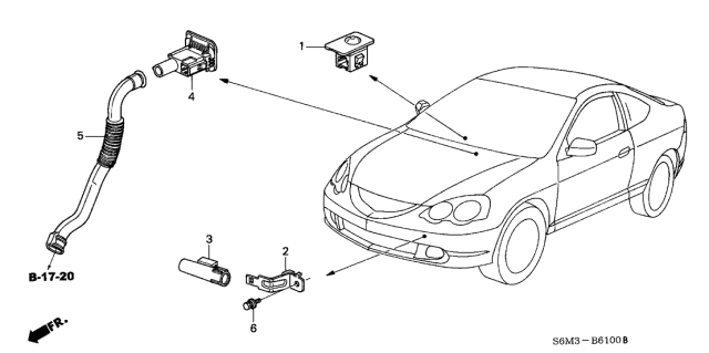 2004 Acura RSX 3 Door BASE KA 5AT A/C Sensor Diagram